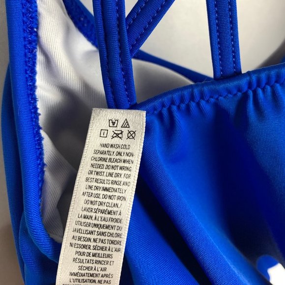 PINK Bikini Top Ruffle Razorback blue XS - Picture 5 of 5